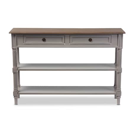 Baxton Studio Edouard White Wash Distressed Two-tone 2-drawer Console Table 121-6655
